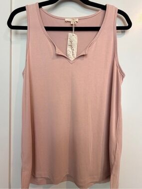 Mystree NWT Blush Pink Sleeveless Notch Neck Tank Top Size L